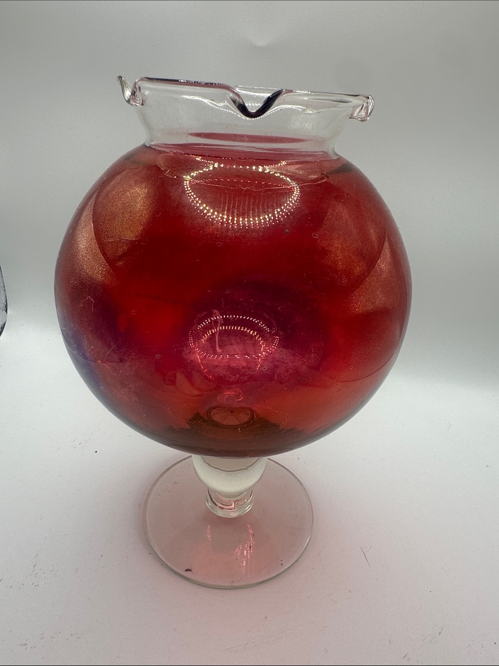 Handblown Red Glass Orb Vase by